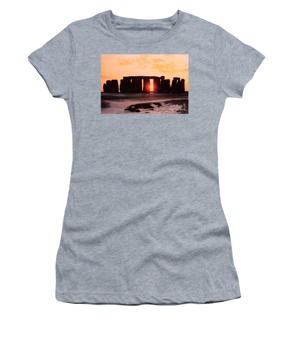 Stonehenge Women's T-Shirt featuring the photograph Stonehenge Winter Solstice by English School