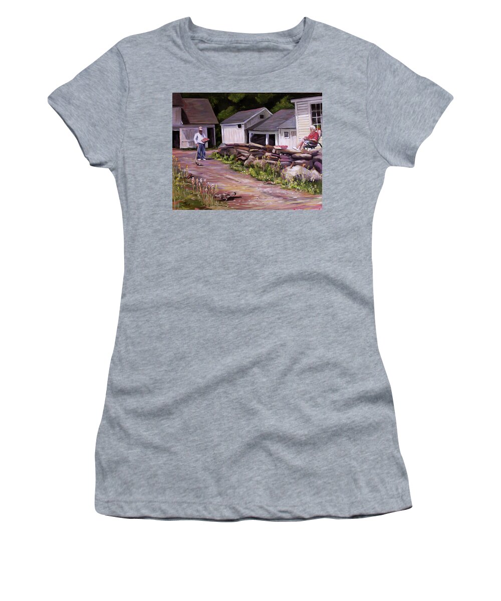 North Country Women's T-Shirt featuring the painting Strawberry Day by Nancy Griswold