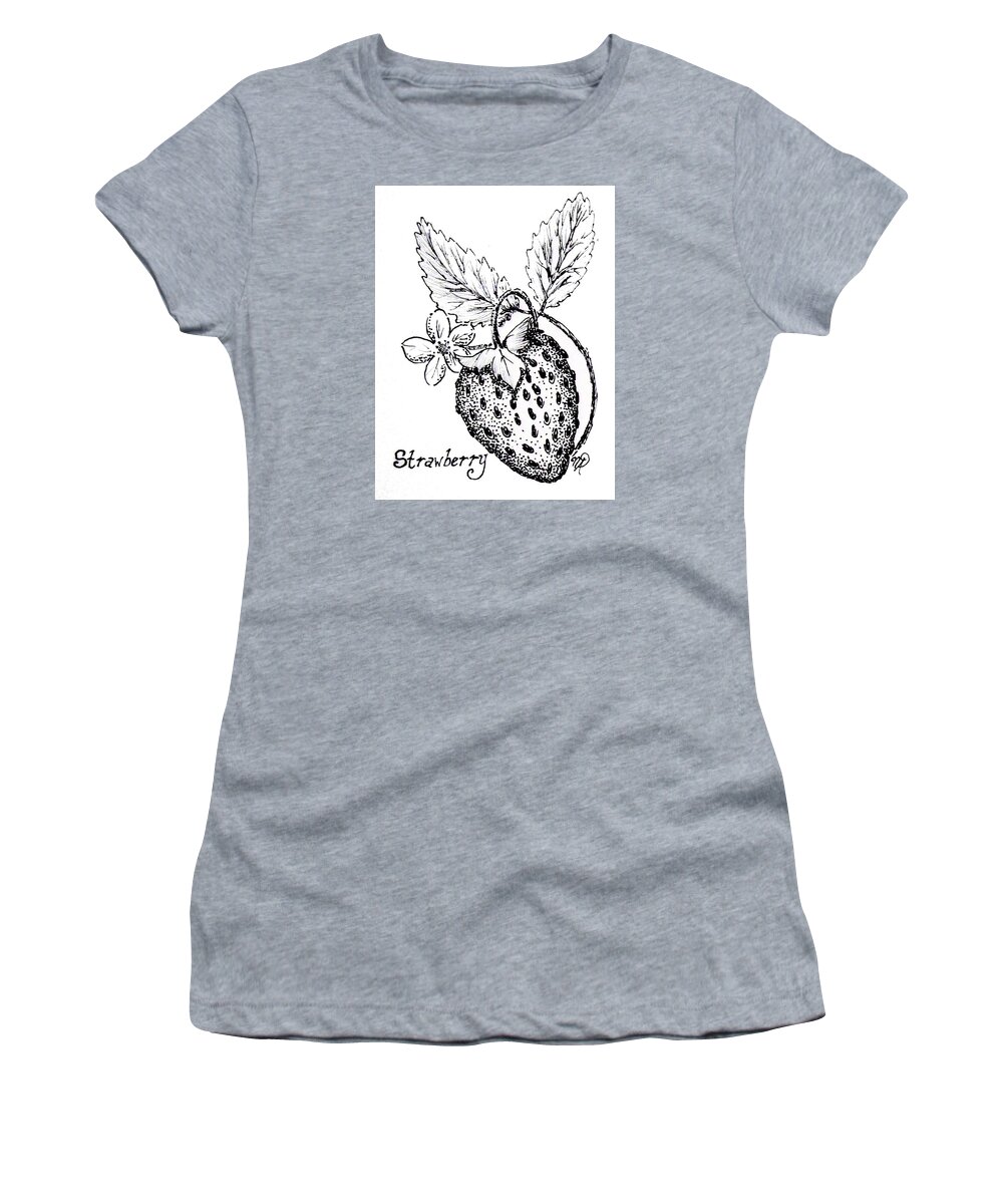 Strawberry Women's T-Shirt featuring the drawing Strawberry Dreams by Nicole Angell
