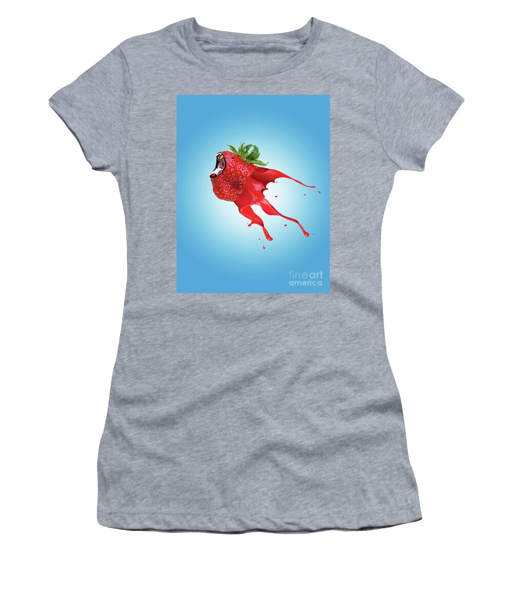 Blue Women's T-Shirt featuring the photograph Strawberry by Juli Scalzi