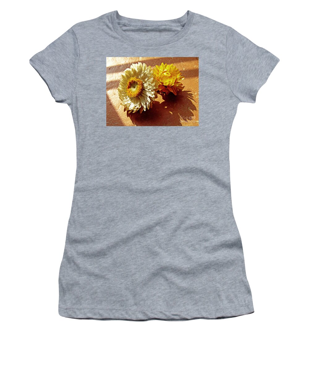 Strawflower Women's T-Shirt featuring the photograph Strawflowers on the Window Sill 5 by Sarah Loft