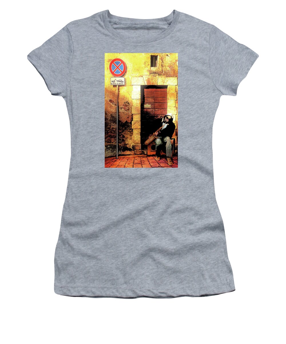 Homeless Women's T-Shirt featuring the digital art Street Sax by Regina Wyatt