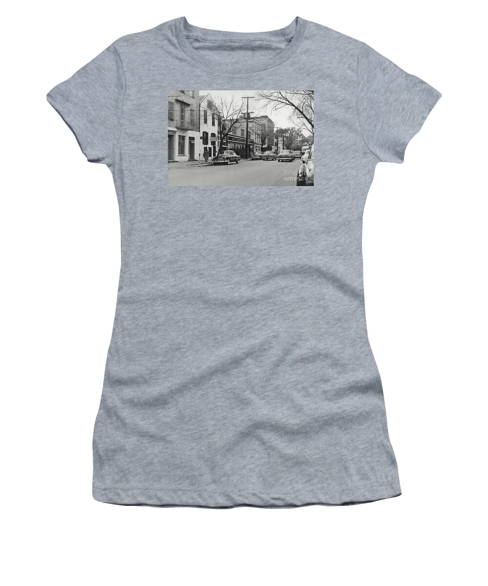 Street Women's T-Shirt featuring the photograph Street Scene Charleston South Carolina 1953 by Pete Trenholm