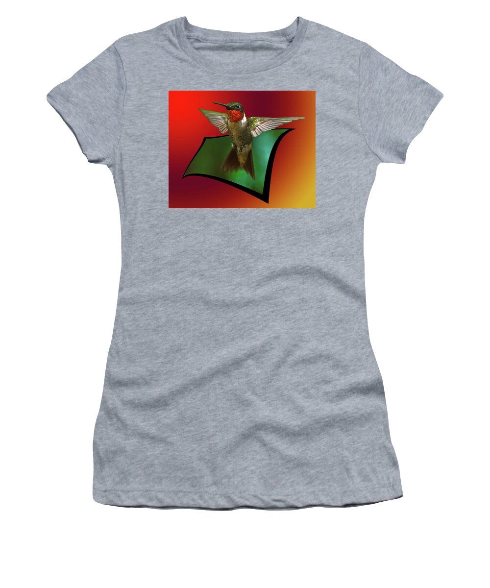 Ruby-throated Hummingbird Women's T-Shirt featuring the photograph Stretching my wings by Robert L Jackson