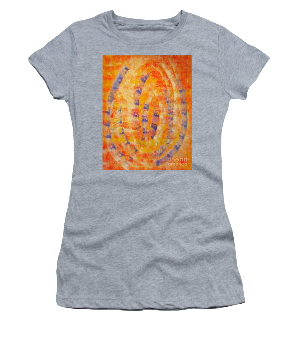 Structure Painting Women's T-Shirt featuring the painting Structure painting orange blue by Pilbri Britta Neumaerker
