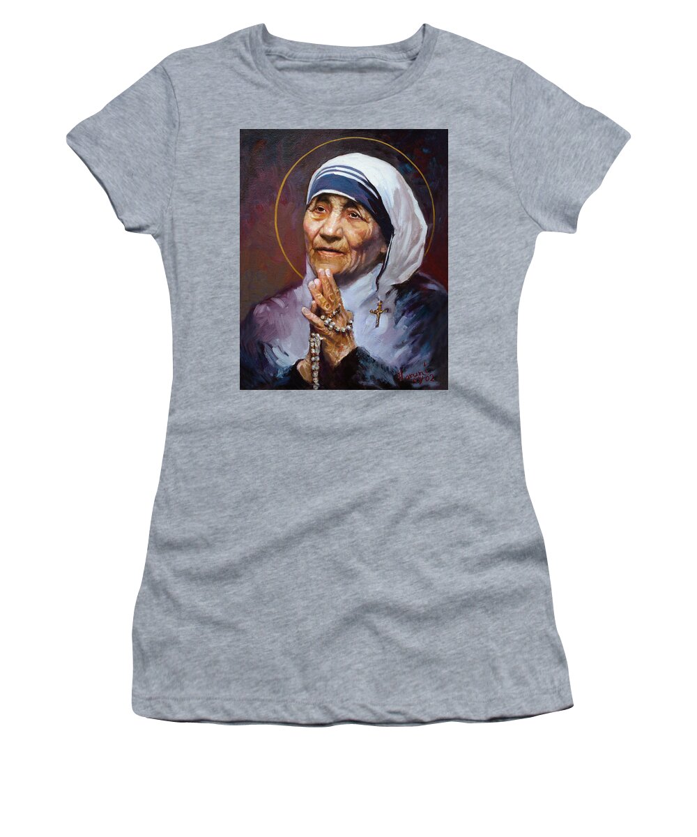 St.teresa Women's T-Shirt featuring the painting St.Teresa of Calcutta by Ylli Haruni