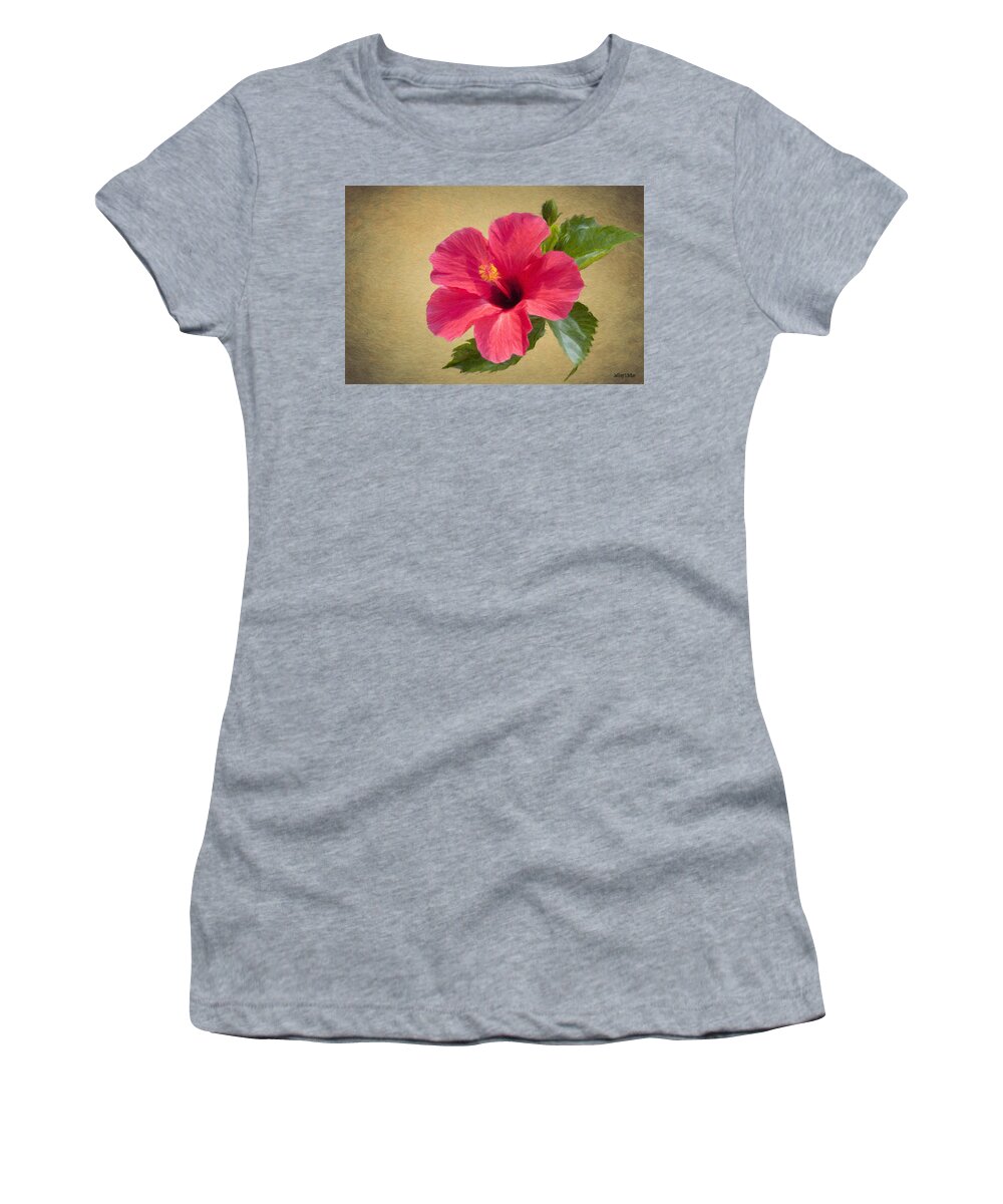 Flower Women's T-Shirt featuring the painting Study in Scarlet by Jeffrey Kolker