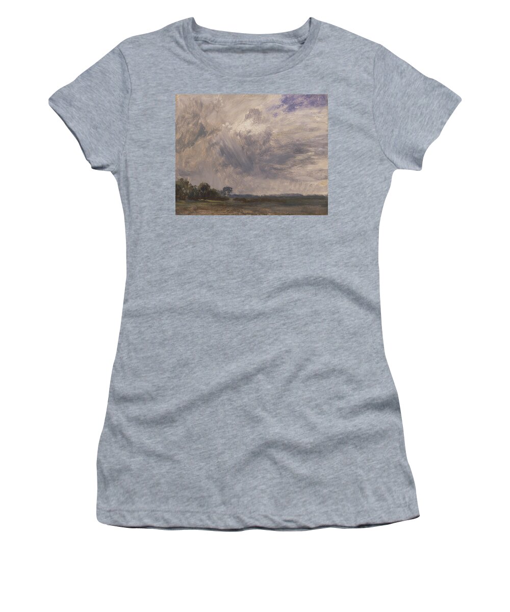 English Romantic Painters Women's T-Shirt featuring the painting Study of a Cloudy Sky by John Constable