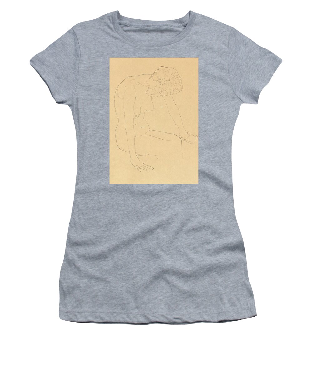 Klimt Women's T-Shirt featuring the drawing Study of a Female Nude by Gustav Klimt