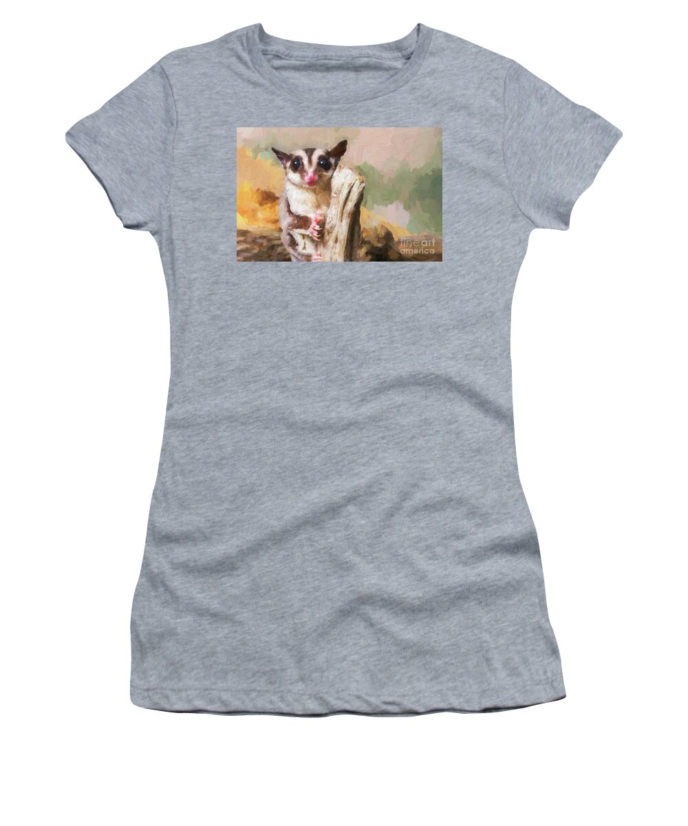 Animal Women's T-Shirt featuring the photograph Sugar glider - painterly by Les Palenik