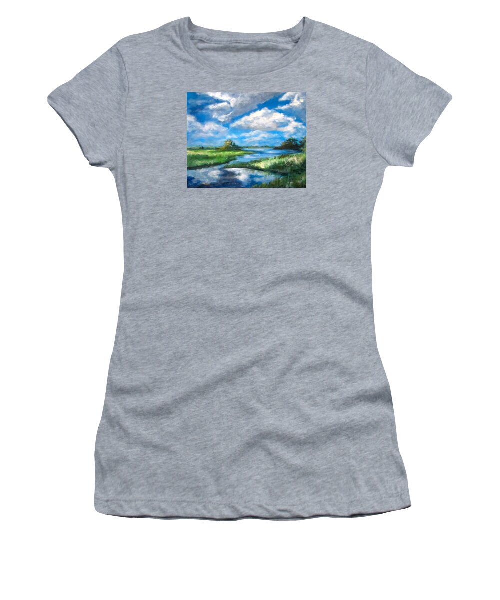 Sky Women's T-Shirt featuring the painting Summer Clouds by Barbara O'Toole