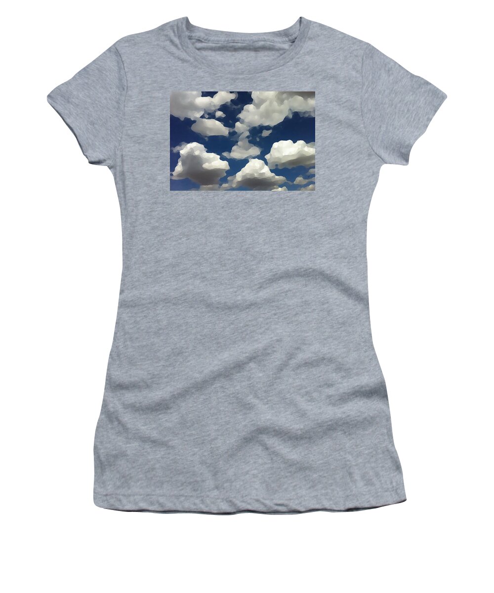 Nature Women's T-Shirt featuring the mixed media Summer Clouds in a Blue Sky by Shelli Fitzpatrick