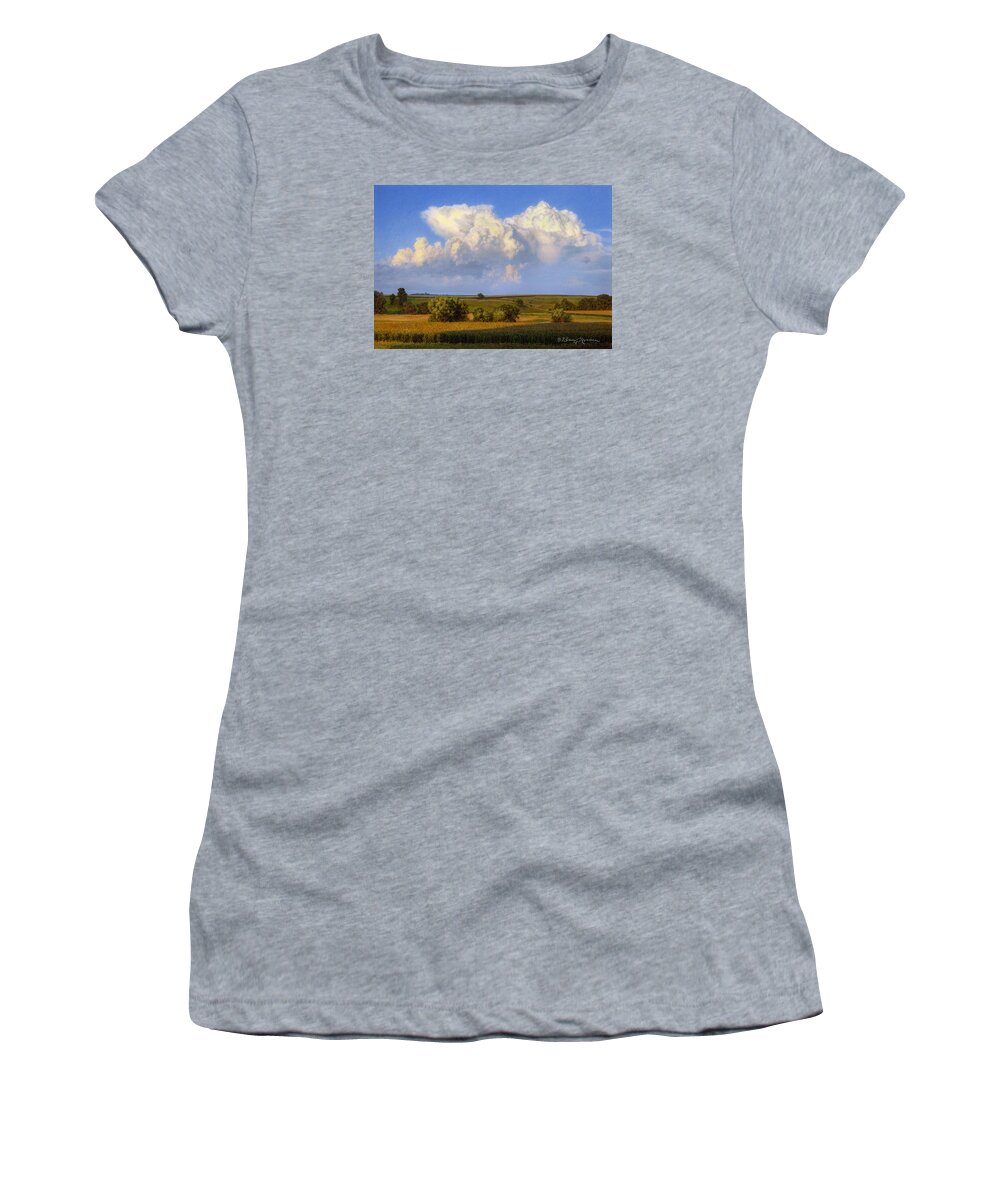 Landscape Women's T-Shirt featuring the drawing Summer Evening Formations by Bruce Morrison