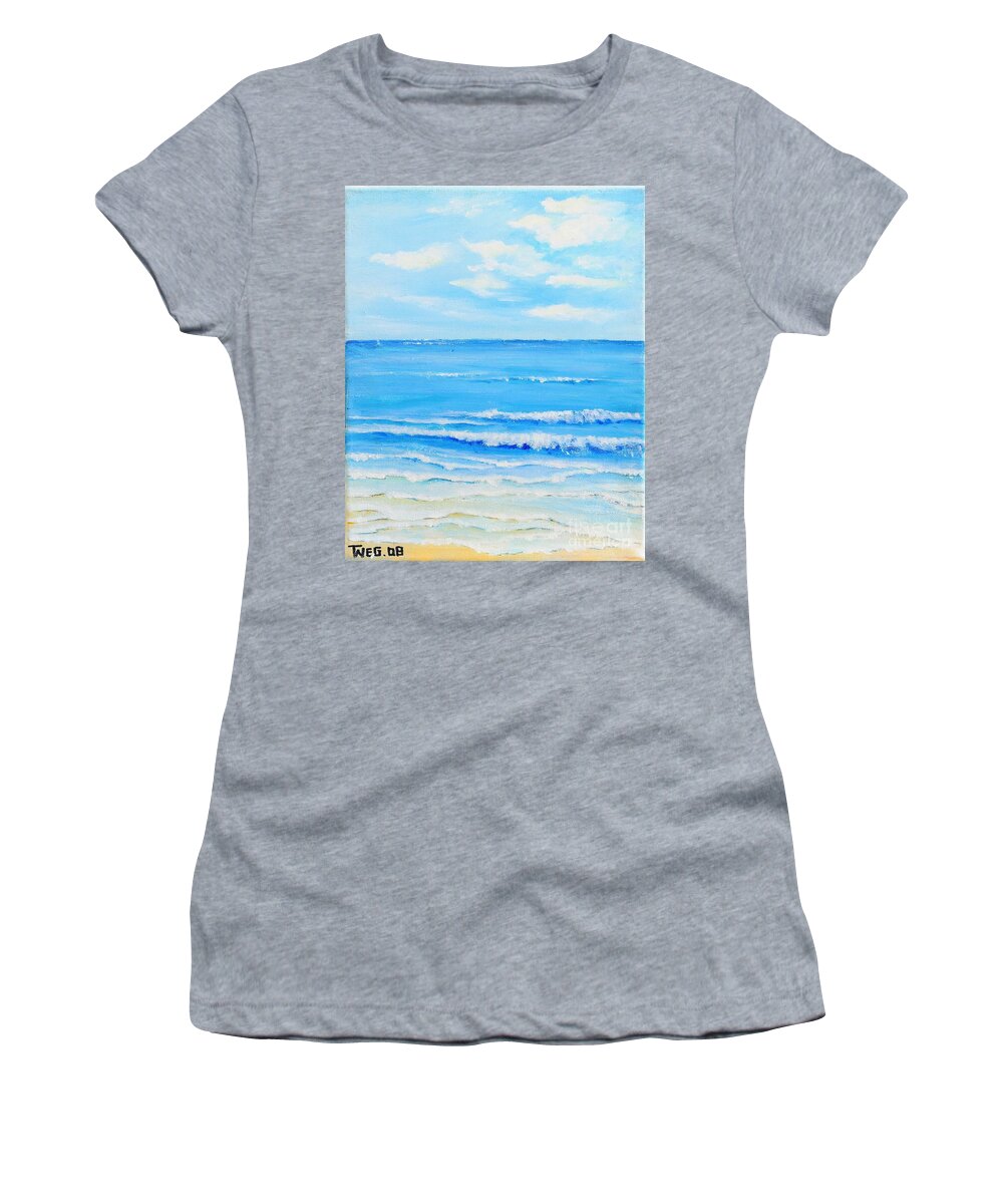 Ocean Women's T-Shirt featuring the painting Summertime by Teresa Wegrzyn
