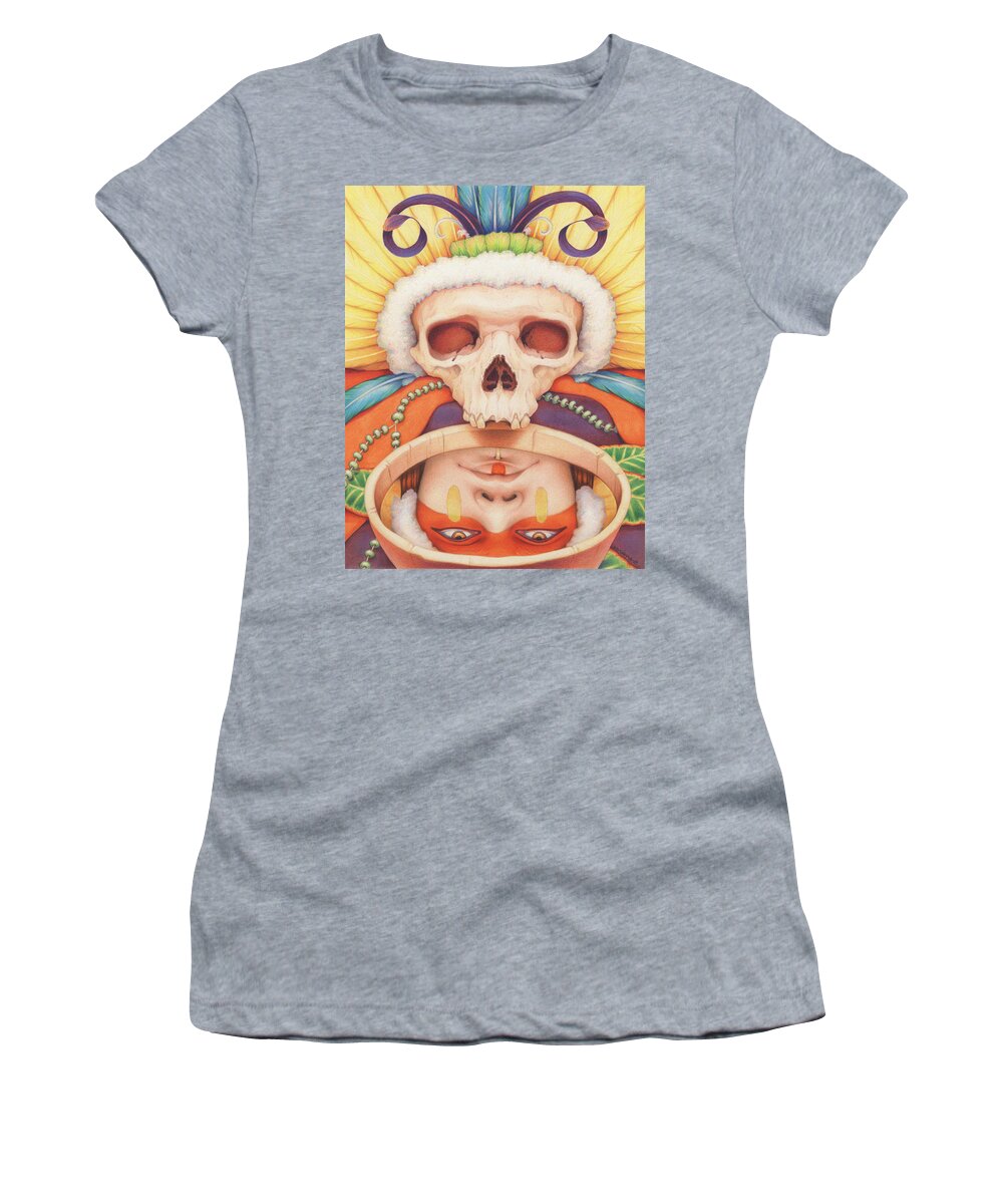 Native Women's T-Shirt featuring the drawing Summoning The Ancestors by Amy S Turner