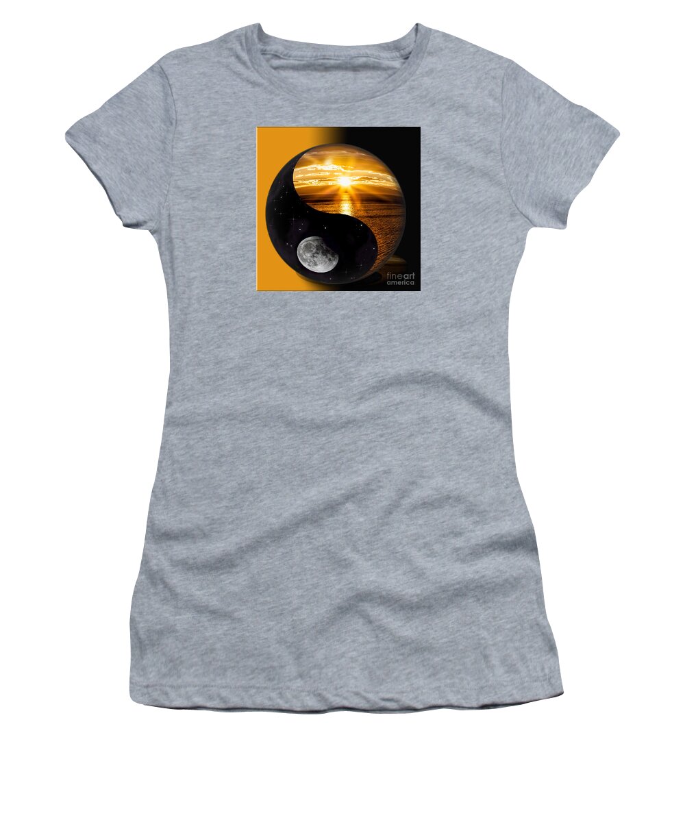 Sun Women's T-Shirt featuring the photograph Sun and Moon - Yin and Yang by Shirley Mangini