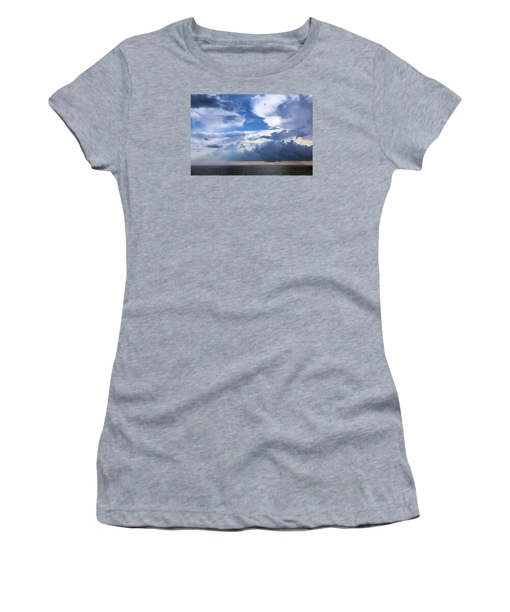 Gulf Of Mexico Women's T-Shirt featuring the photograph Sun and Rain Over The Gulf by Theresa Campbell