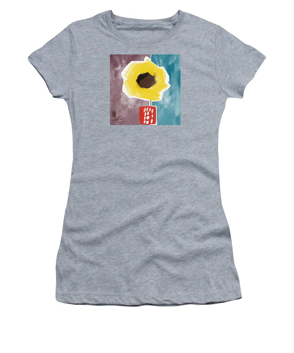 Sunflower Women's T-Shirt featuring the painting Sunflower In A Small Vase- Art by Linda Woods by Linda Woods