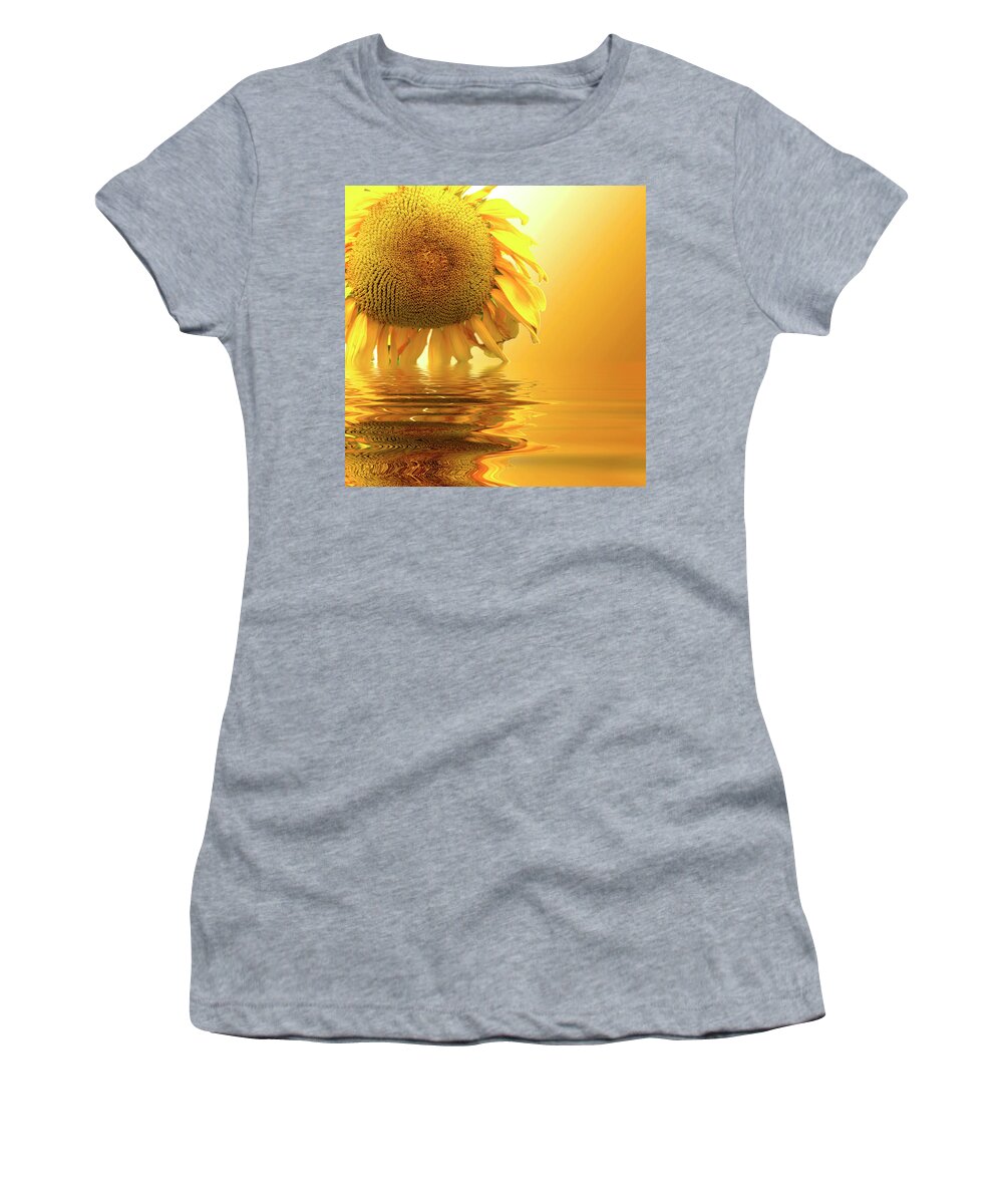 Sunflower Women's T-Shirt featuring the photograph Sunflower sunset by David French