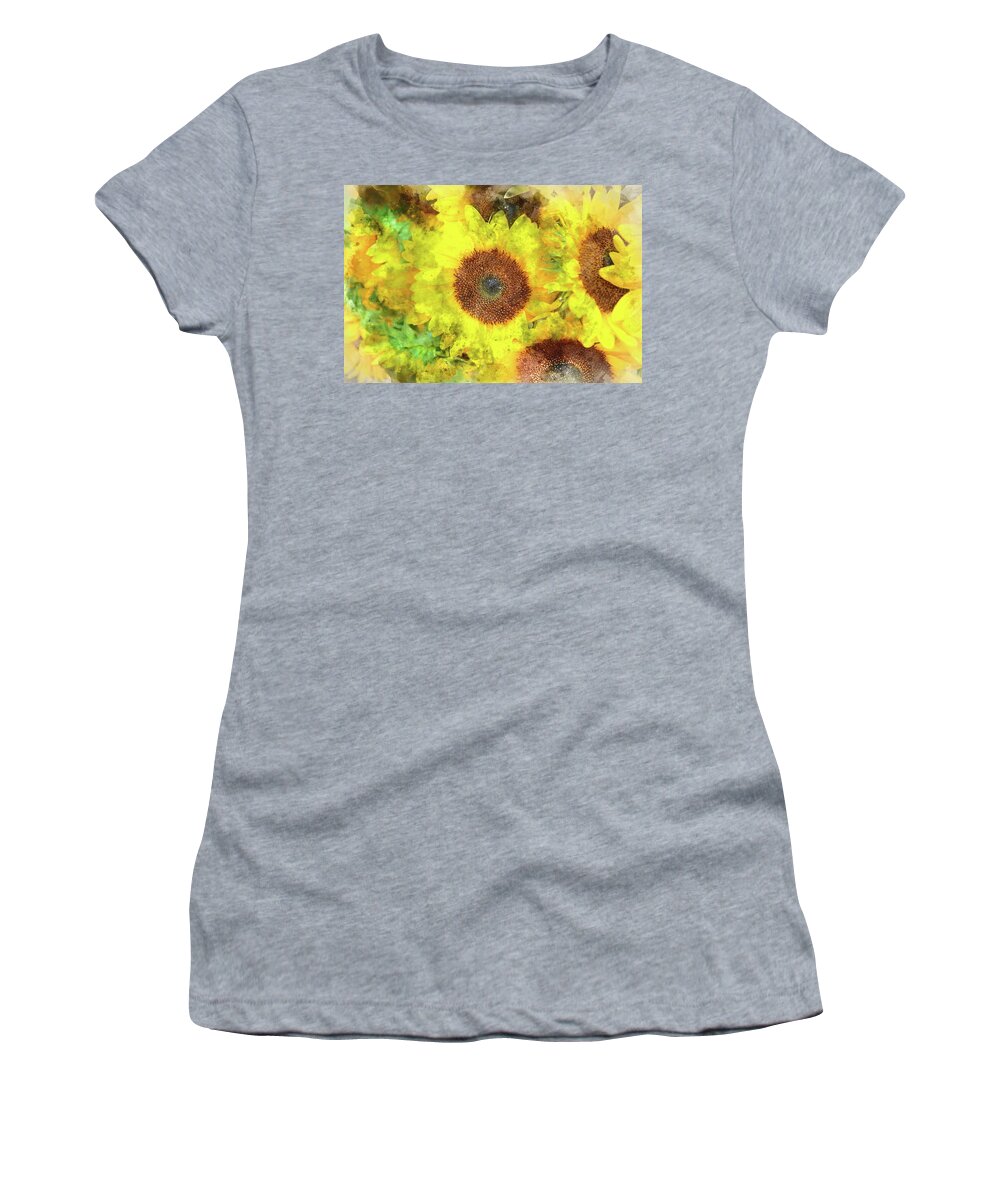 Flower Women's T-Shirt featuring the photograph Sunflowers Close Up by Brandon Bourdages