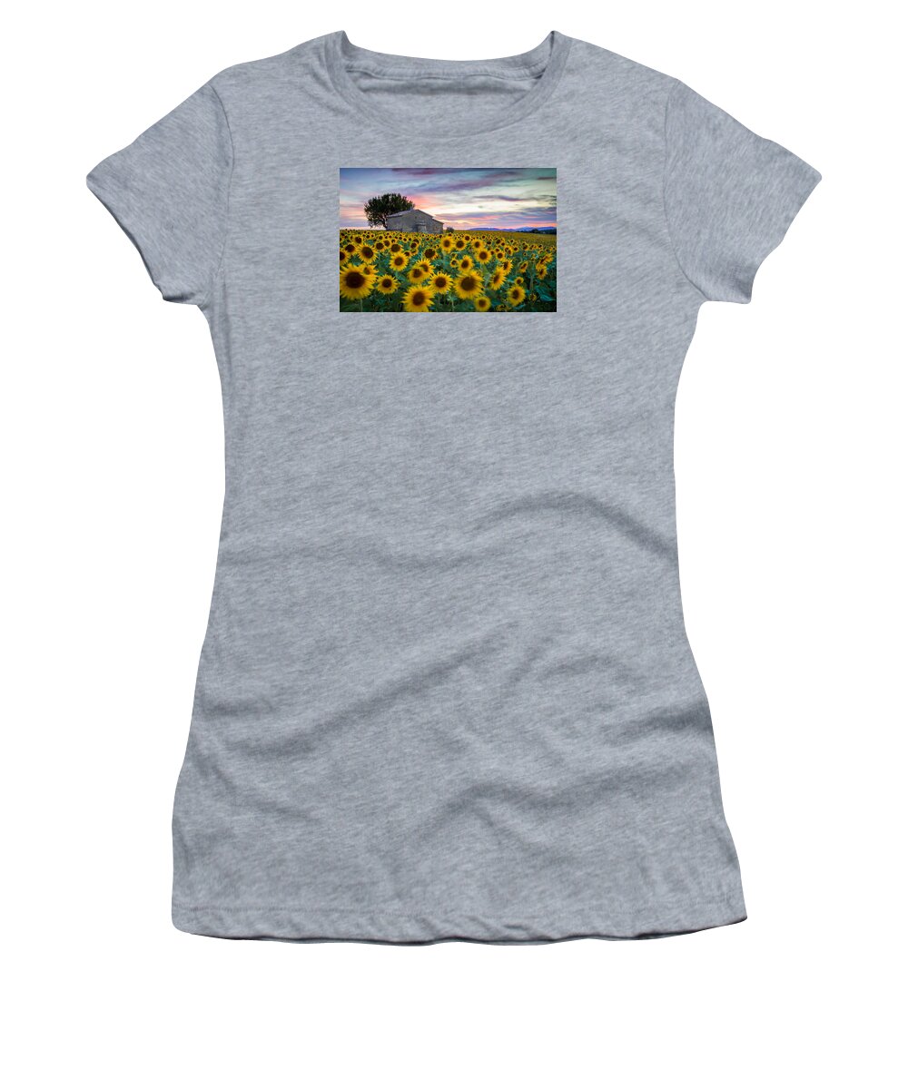 Provence Women's T-Shirt featuring the photograph Sunflowers in Provence by Stefano Termanini