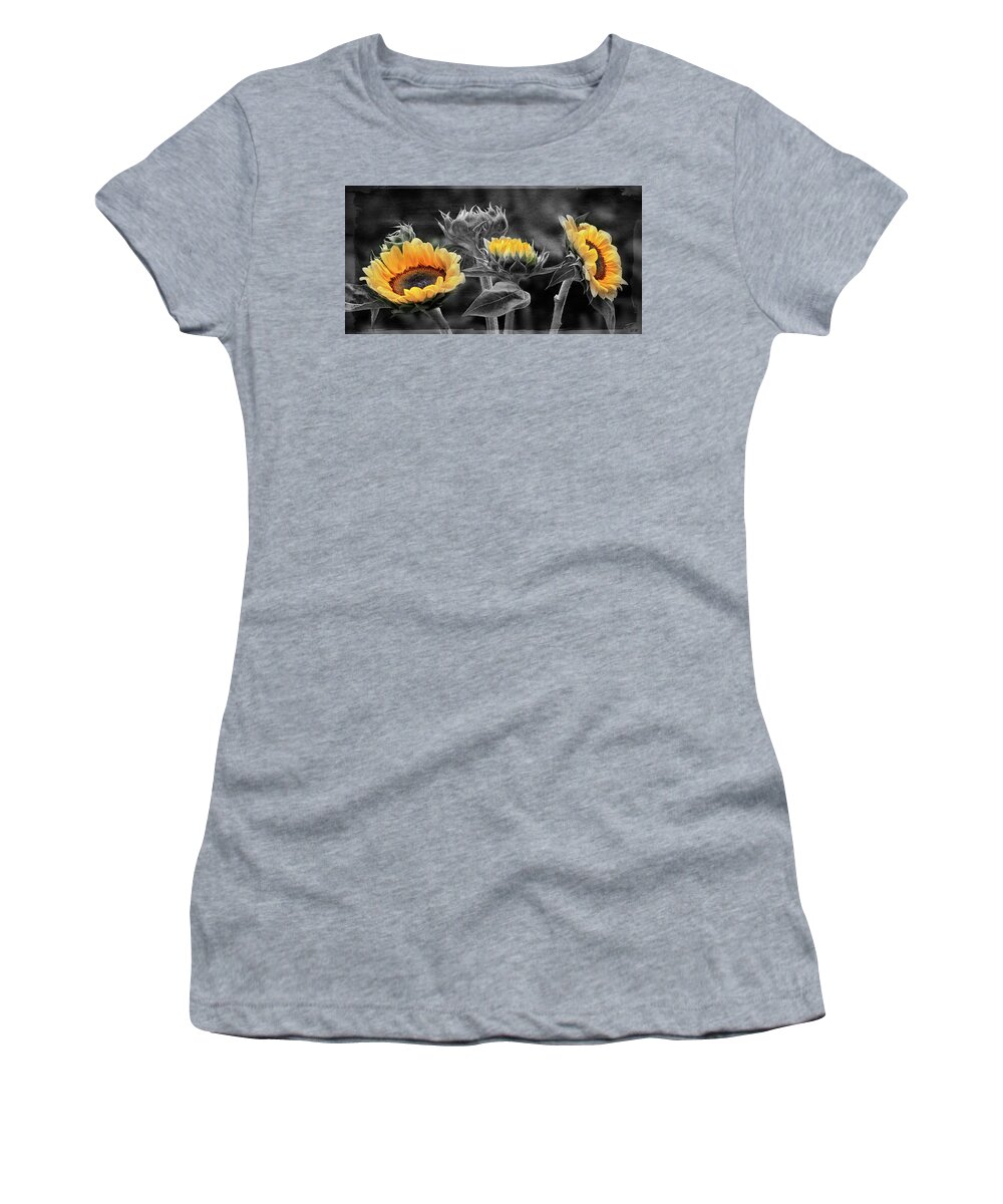 Flowers Women's T-Shirt featuring the photograph Sunflowers by Lily Malor