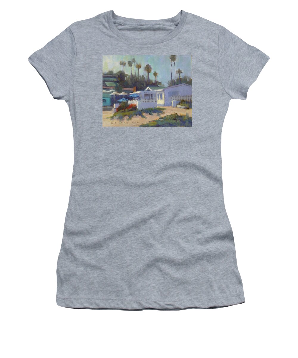 California Women's T-Shirt featuring the painting Sunny Day at Crystal Cove by Konnie Kim