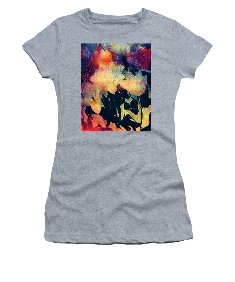 Sunny Floral Abstract Women's T-Shirt featuring the digital art Sunny Floral Abstract by Femina Photo Art By Maggie