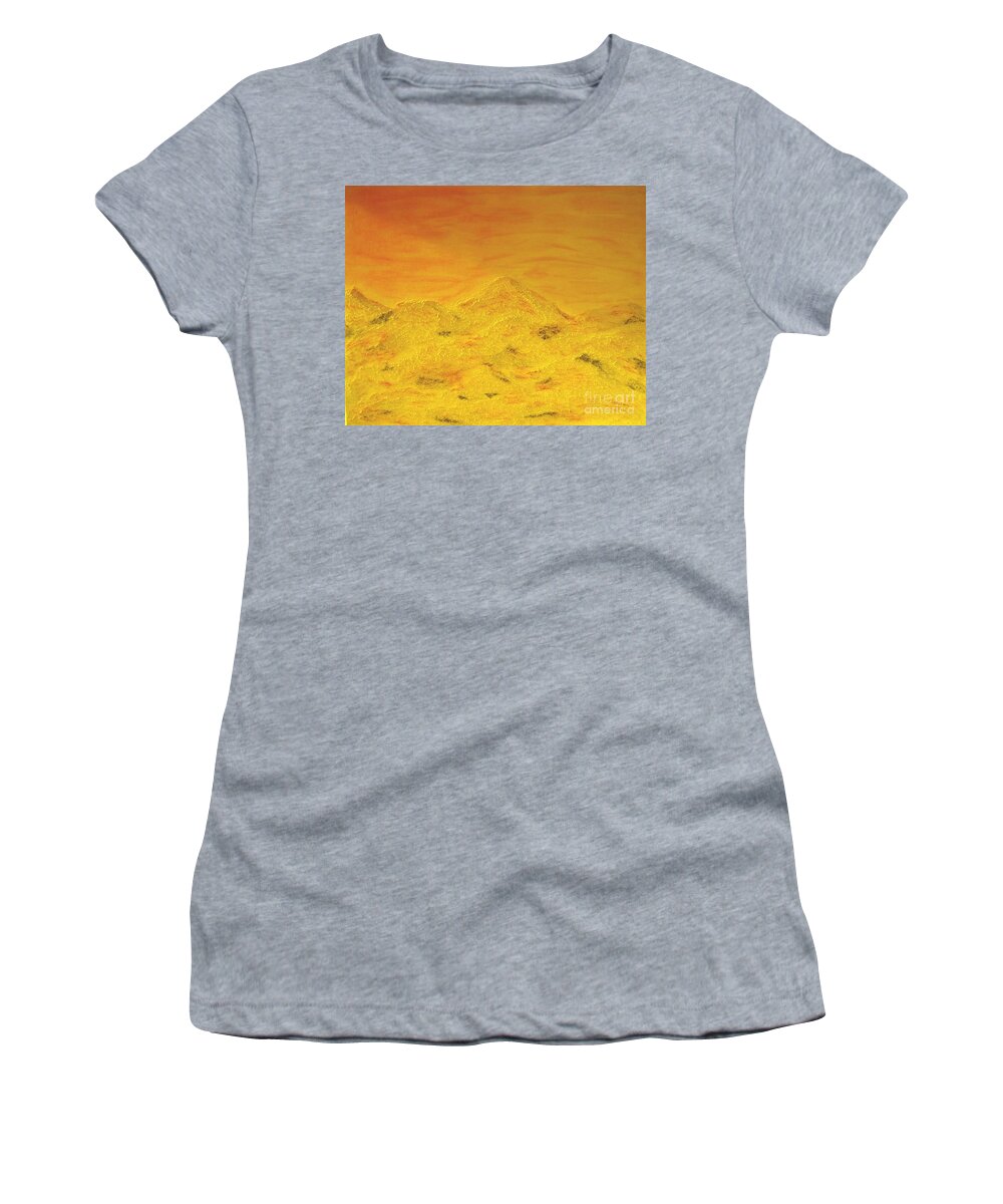 Nature Art Women's T-Shirt featuring the painting Sunnymountains by Pilbri Britta Neumaerker