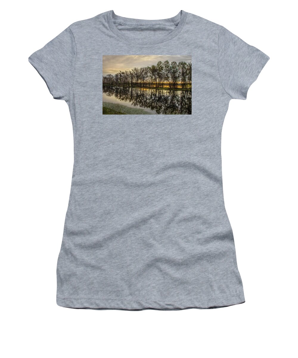 Brazos Bend State Park Women's T-Shirt featuring the photograph Sunrise at Brazos by James Woody