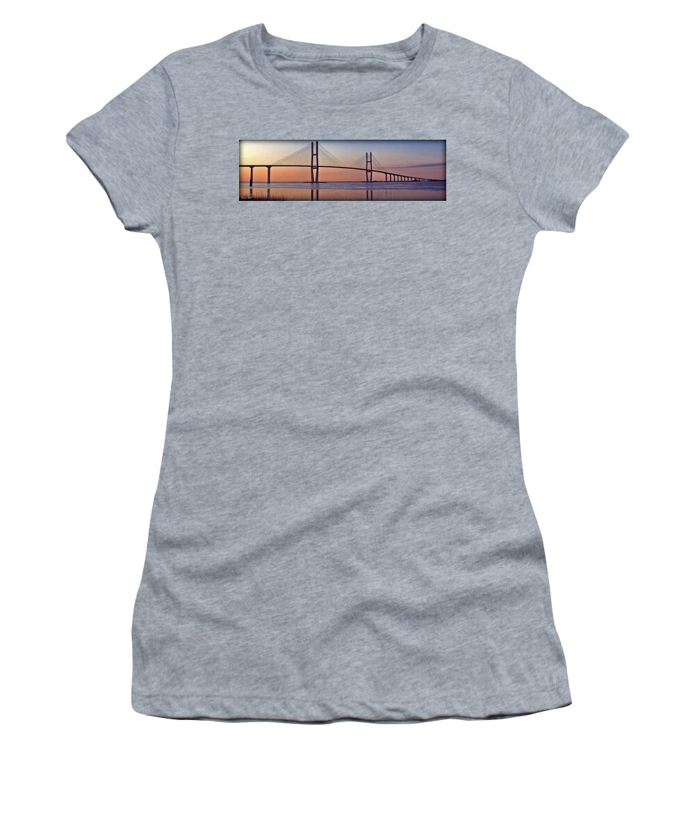 Sidney Women's T-Shirt featuring the photograph Sunrise at the Sidney Lanier Bridge by Farol Tomson
