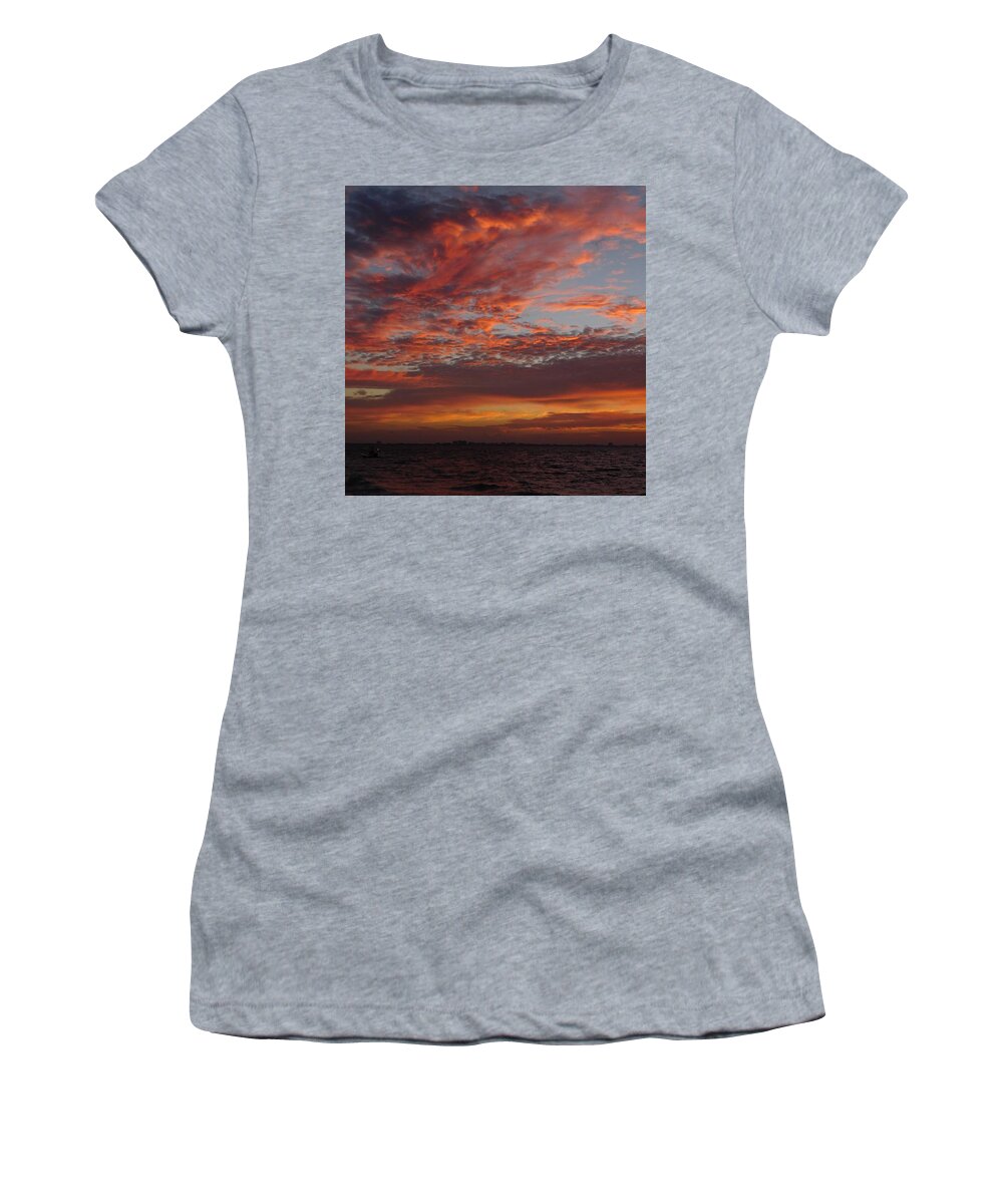 Sunrise Women's T-Shirt featuring the photograph Sunrise on Sanibel Island 2 by Melinda Saminski