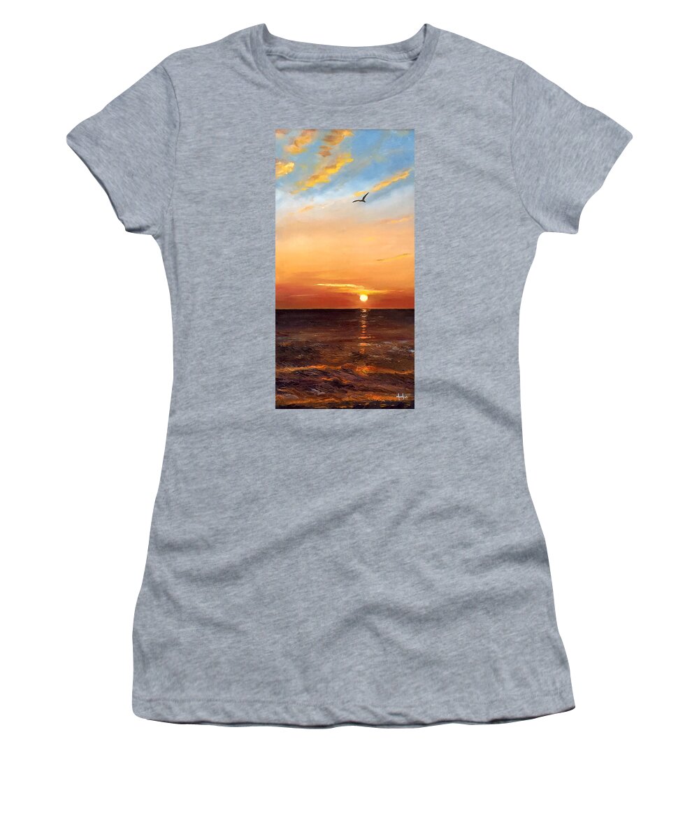  Women's T-Shirt featuring the painting Sunrise Sunset by Josef Kelly