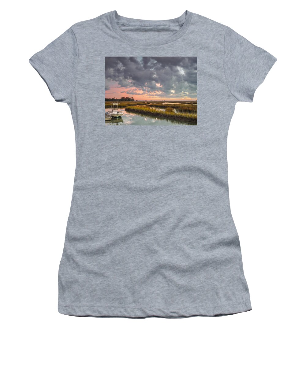 #jo-anntomaselli Women's T-Shirt featuring the photograph Sunrise Sunset Photo Art - Carpe Diem II by Jo Ann Tomaselli