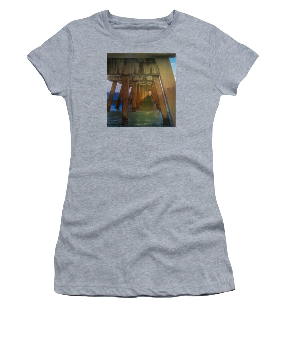 Pier Women's T-Shirt featuring the photograph Sunrise Under The Pier by Arlene Carmel