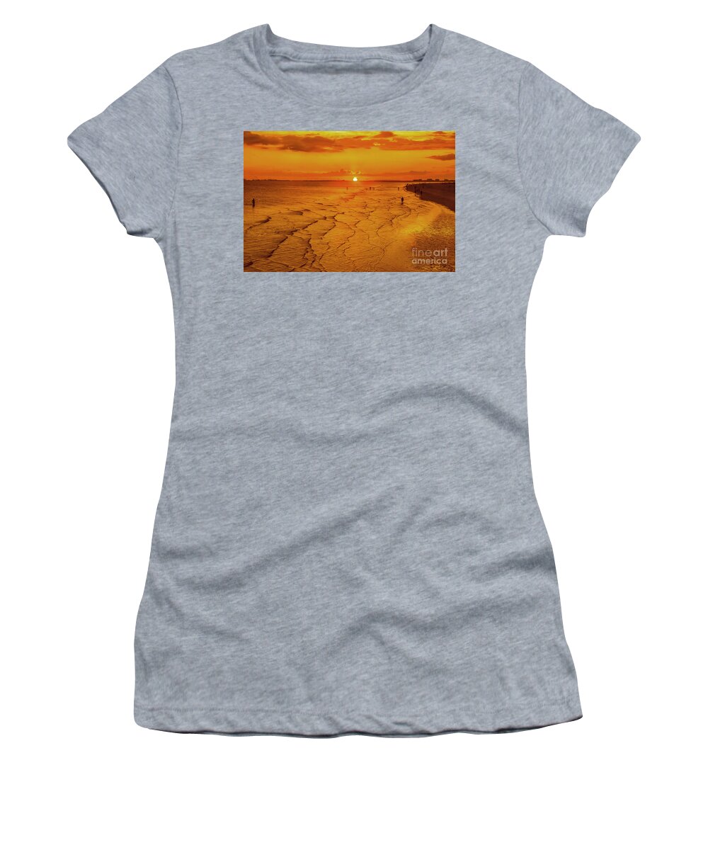 Photographs Women's T-Shirt featuring the photograph Sunset At Low Tide, Fort Myers Beach, Florida by Felix Lai