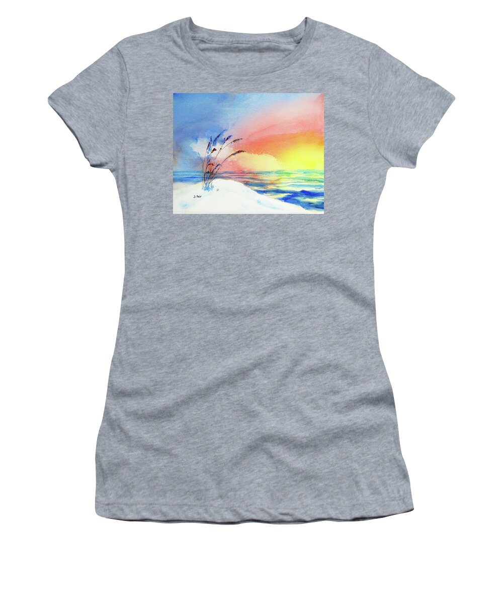 Beach Women's T-Shirt featuring the painting Sunset at Orange Beach by Jerry Fair
