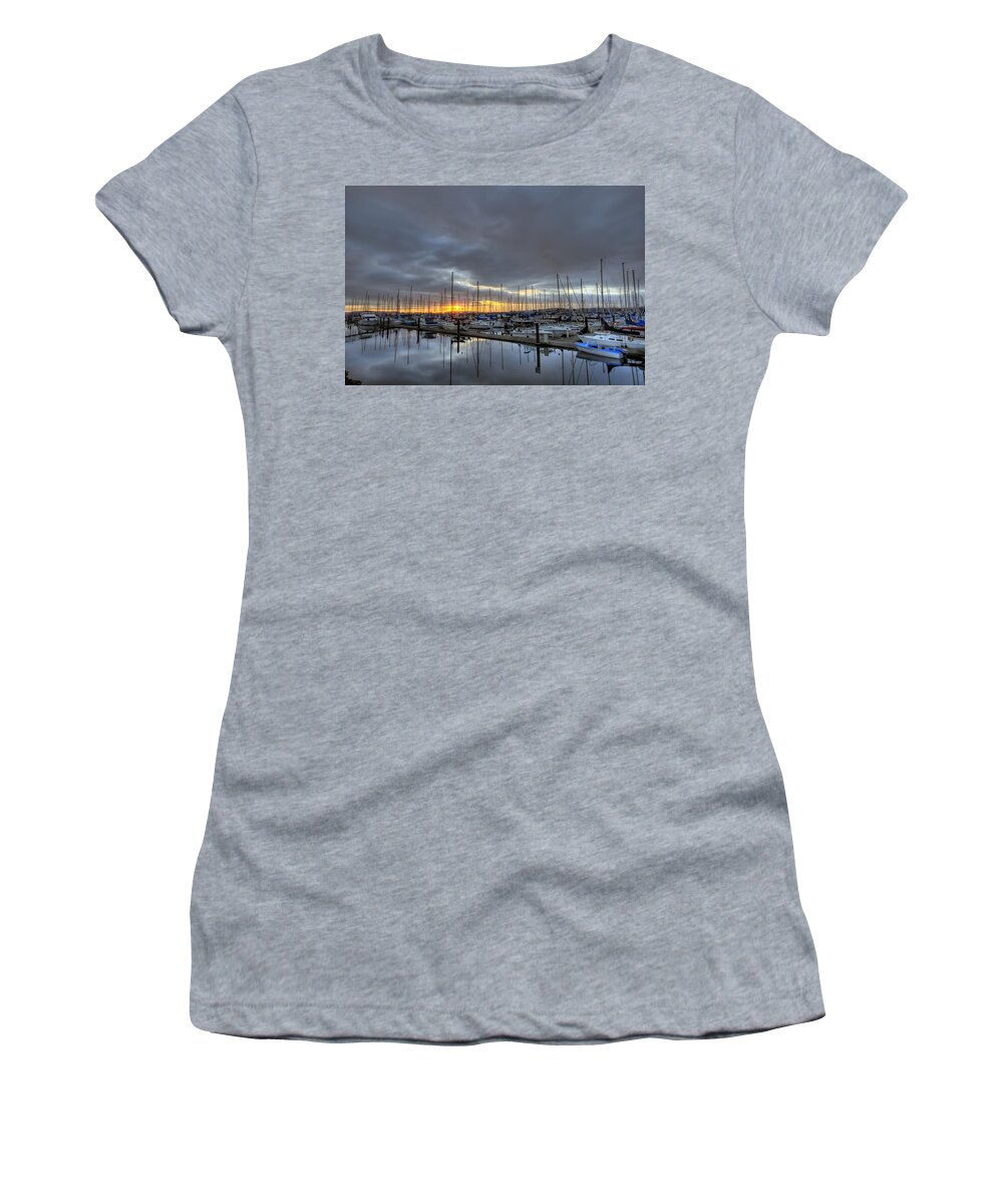 Hdr Women's T-Shirt featuring the photograph Sunset at Port Gardner by Brad Granger