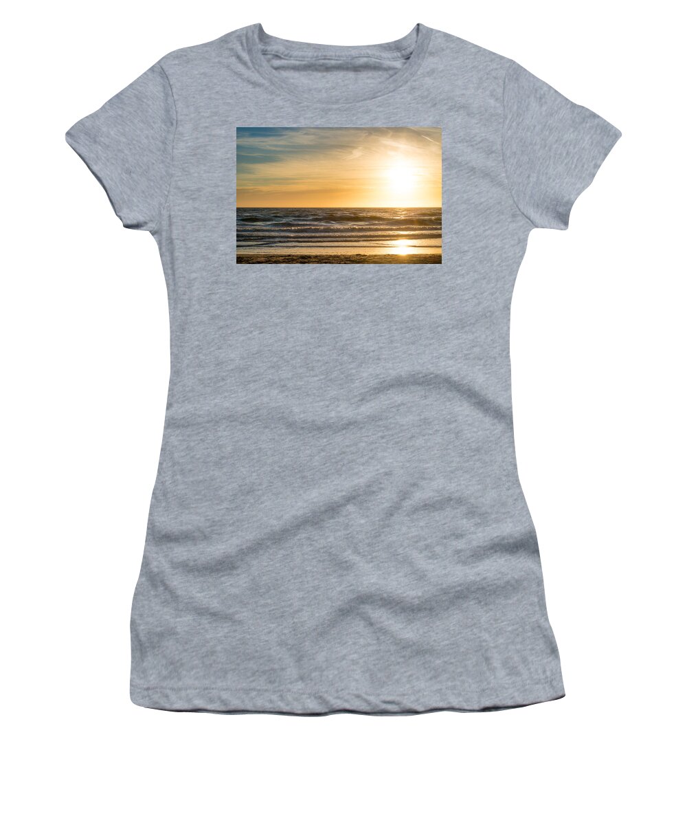 Europe Women's T-Shirt featuring the photograph sunset at the North Sea by Hannes Cmarits