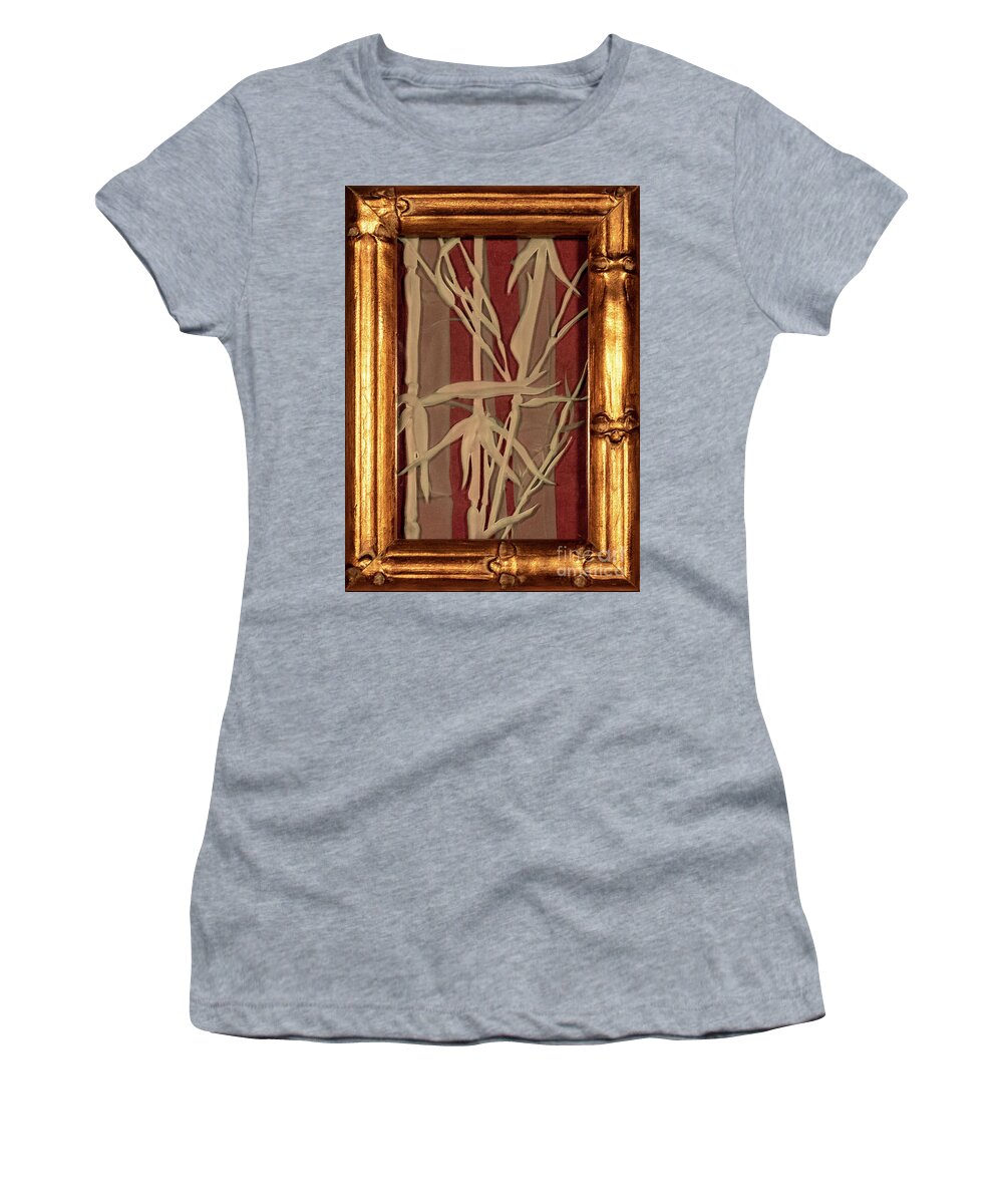 Bamboo Women's T-Shirt featuring the glass art Sunset Bamboo with Frame by Alone Larsen