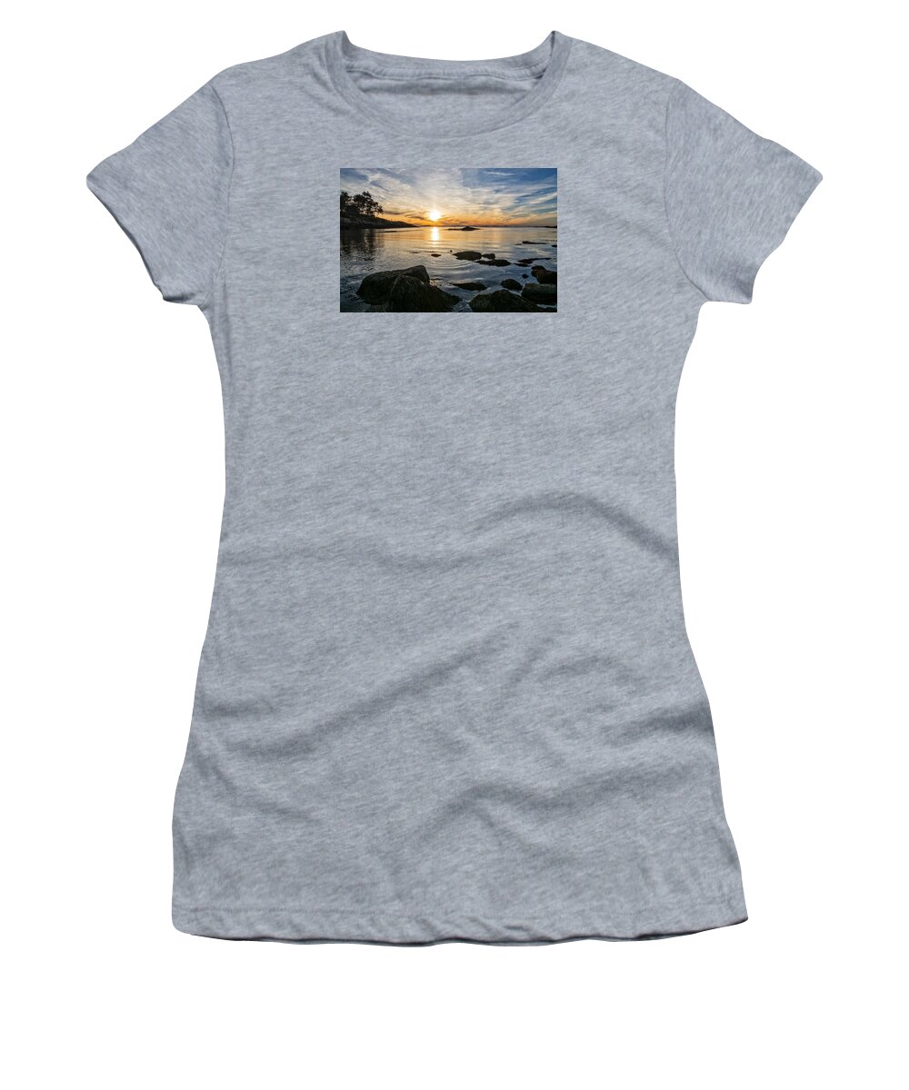 Sunset Women's T-Shirt featuring the photograph Sunset Cove Gloucester by Michael Hubley