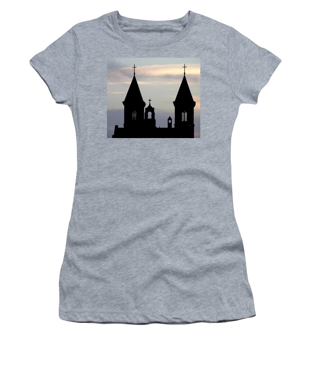 Cathedral Of The Plains Women's T-Shirt featuring the photograph Sunset Crosses by Keith Stokes