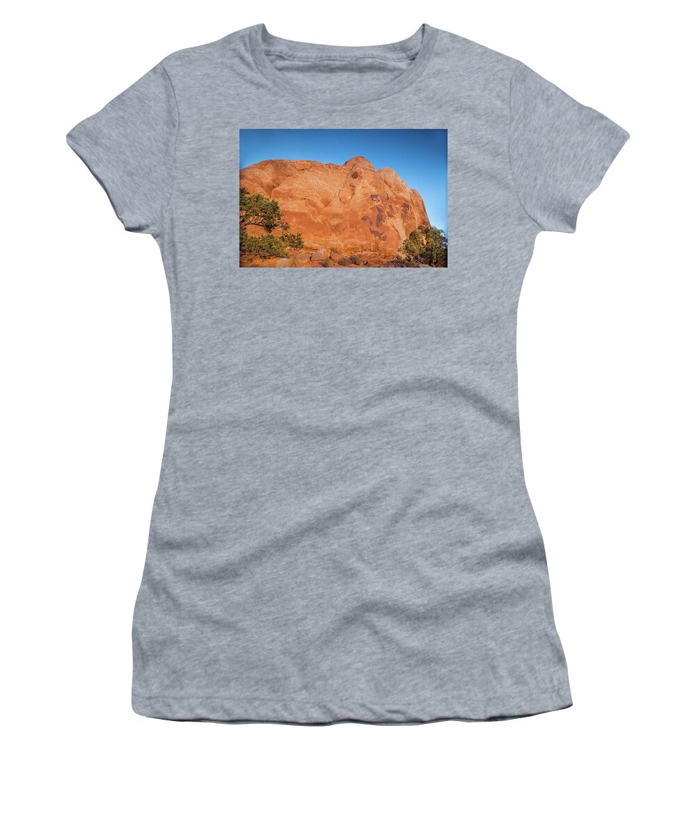 Arches Sunset Women's T-Shirt featuring the photograph Sunset in Arches National Park by Kunal Mehra