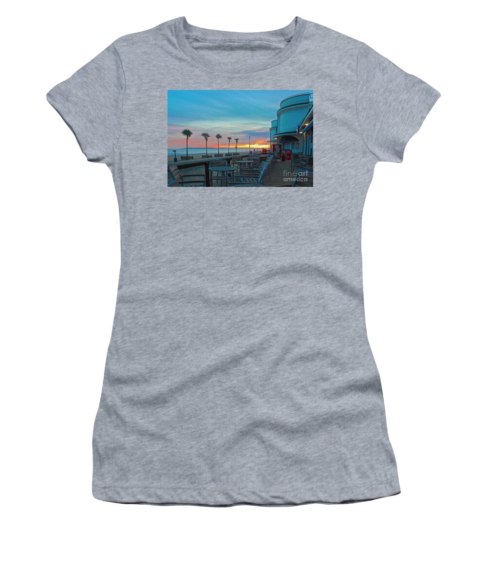 Palm Trees Women's T-Shirt featuring the photograph Sunset in Bournemouth by Terri Waters