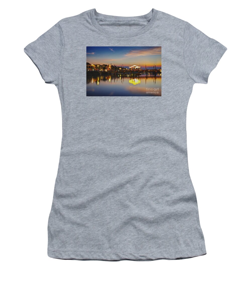 Sunset Women's T-Shirt featuring the photograph Sunset in Hoi An Vietnam Southeast Asia by Sam Antonio