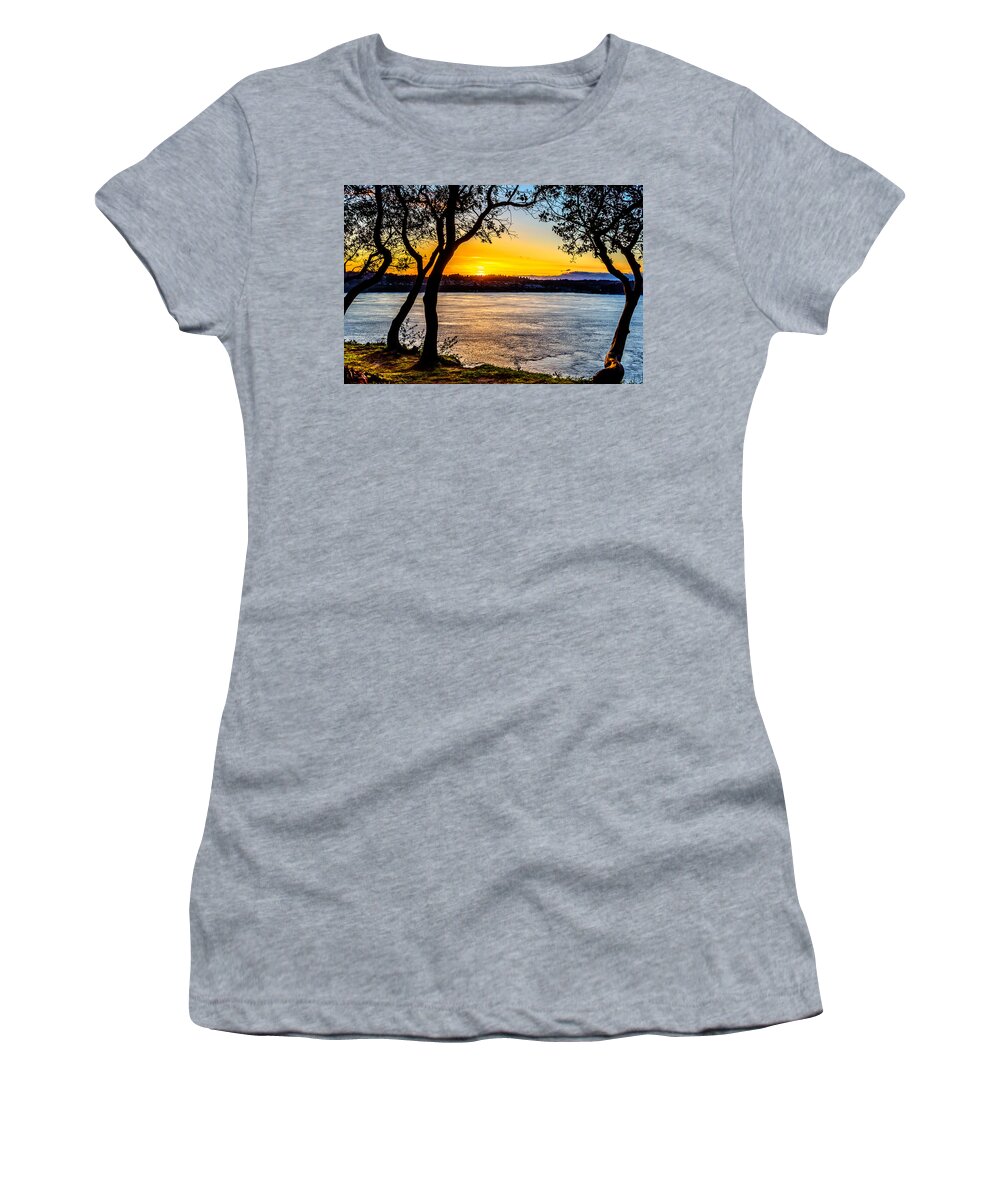 Puget Women's T-Shirt featuring the photograph Sunset on Tacoma Narrows by Rob Green