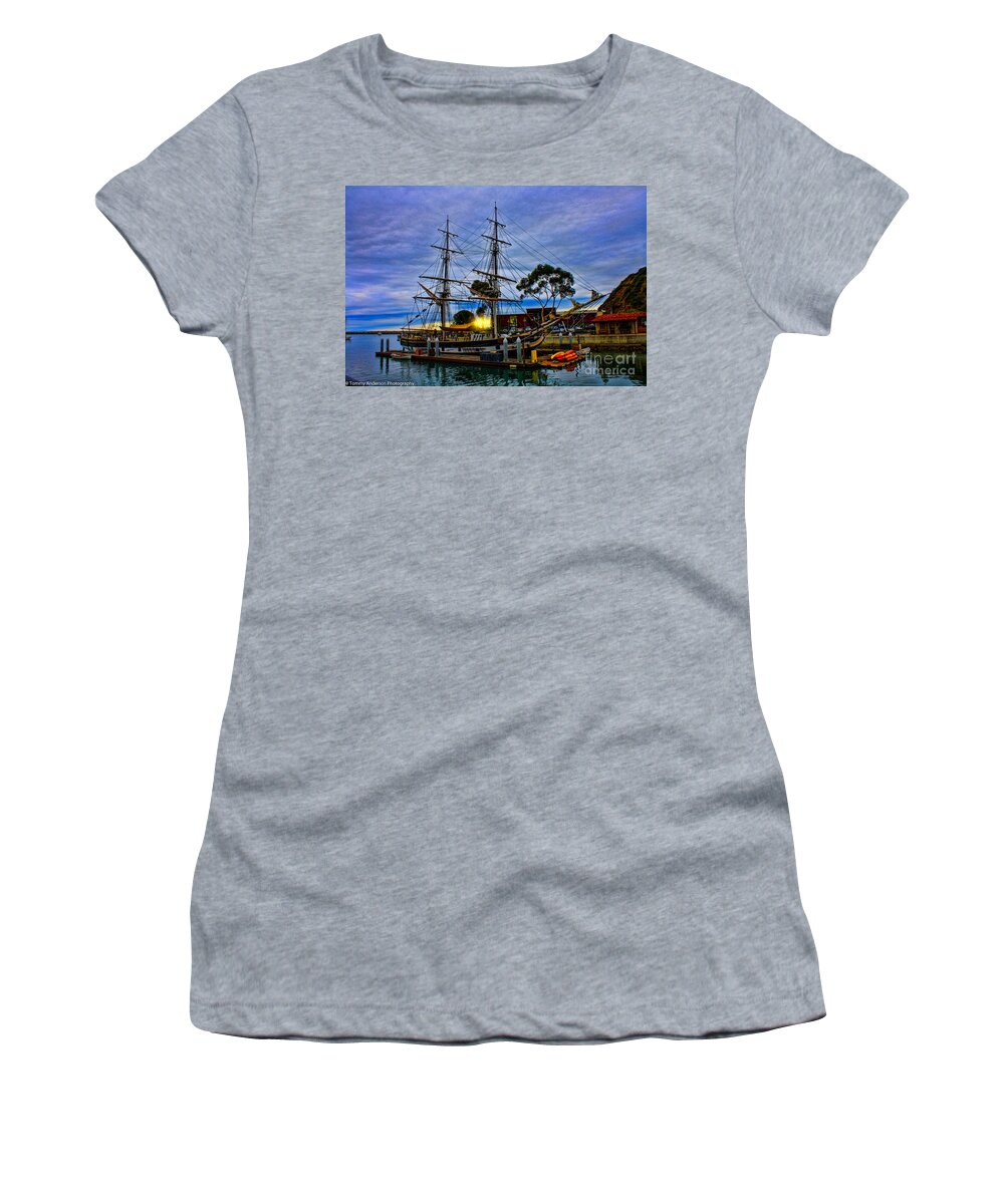 Tall Ship Women's T-Shirt featuring the photograph Sunset over a Tall Ship by Tommy Anderson