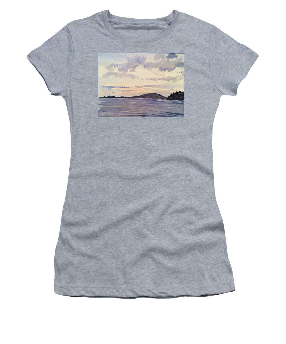 Maine Women's T-Shirt featuring the painting Sunset Over Great Pond by Robert Fugate