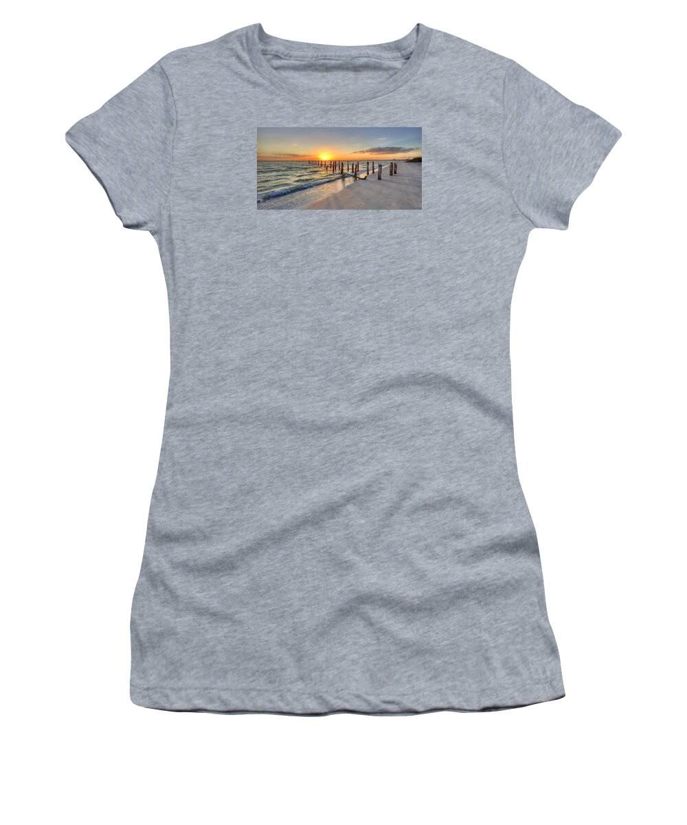 Southwest Women's T-Shirt featuring the photograph Sunset Pilings by Sean Allen