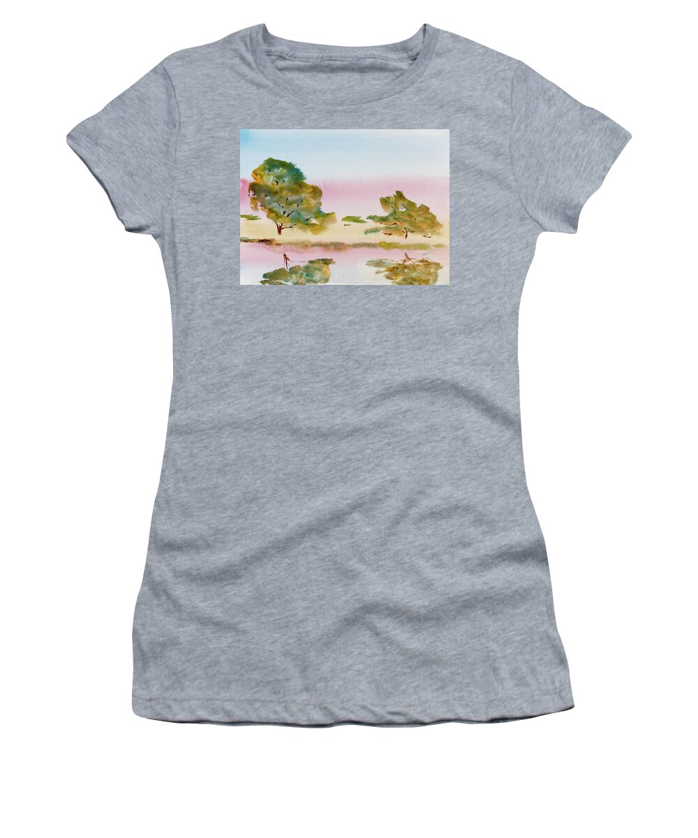 Afternoon Women's T-Shirt featuring the painting Reflections at Sunrise by Dorothy Darden